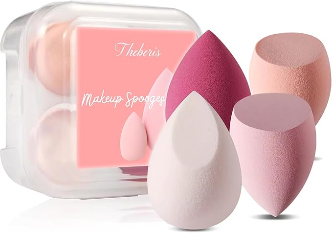 طقم 4 اسفنج ميكب احترافي قابل للغسيل